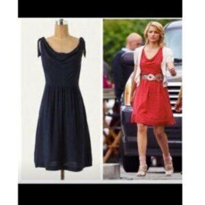 Anthropologie Maeve Navy Blue Tie Shoulder Dress